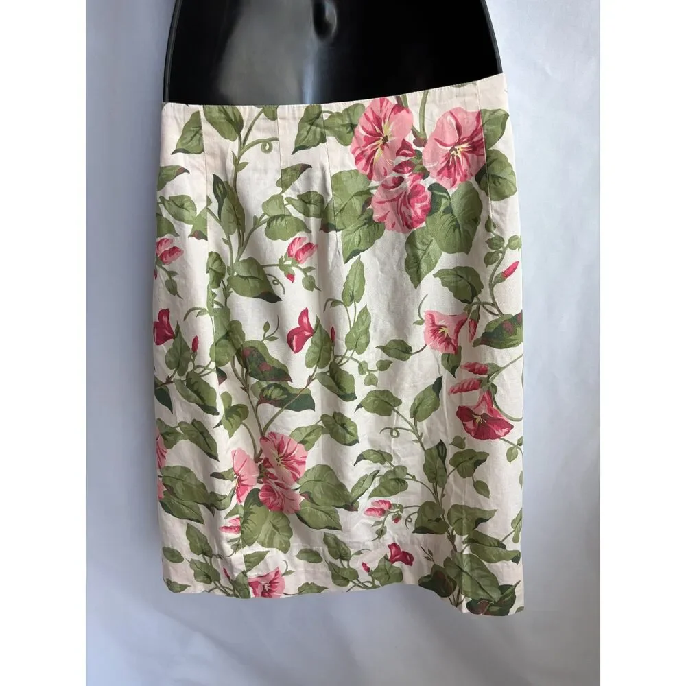 J Crew Floral 100% Cotton Flowers Skirt Mini Size 4 Spring Summer Feminine Wrap